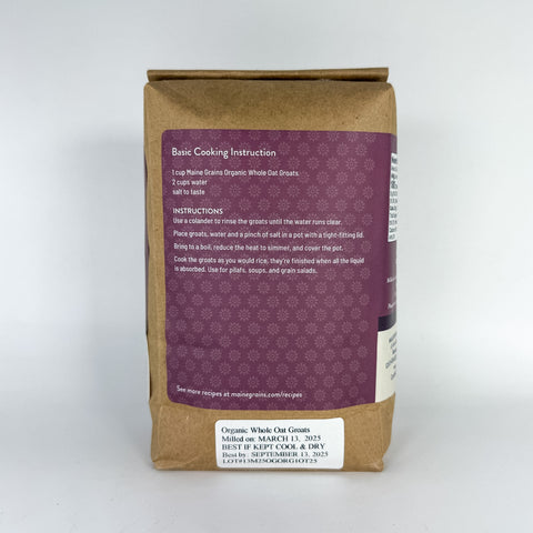 Organic Whole Oat Groats (Back)