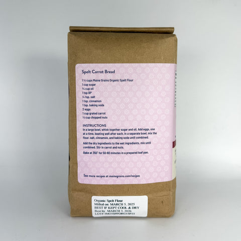 Organic Whole Spelt Flour (Back)
