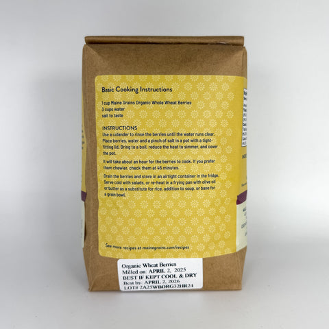 Organic Whole Wheat Berries (Back)