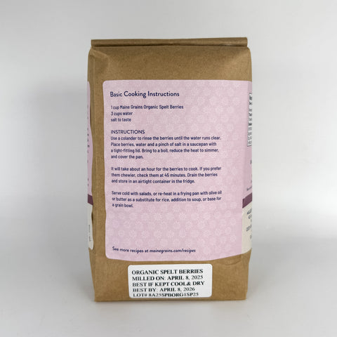 Organic Spelt Berries (Back)