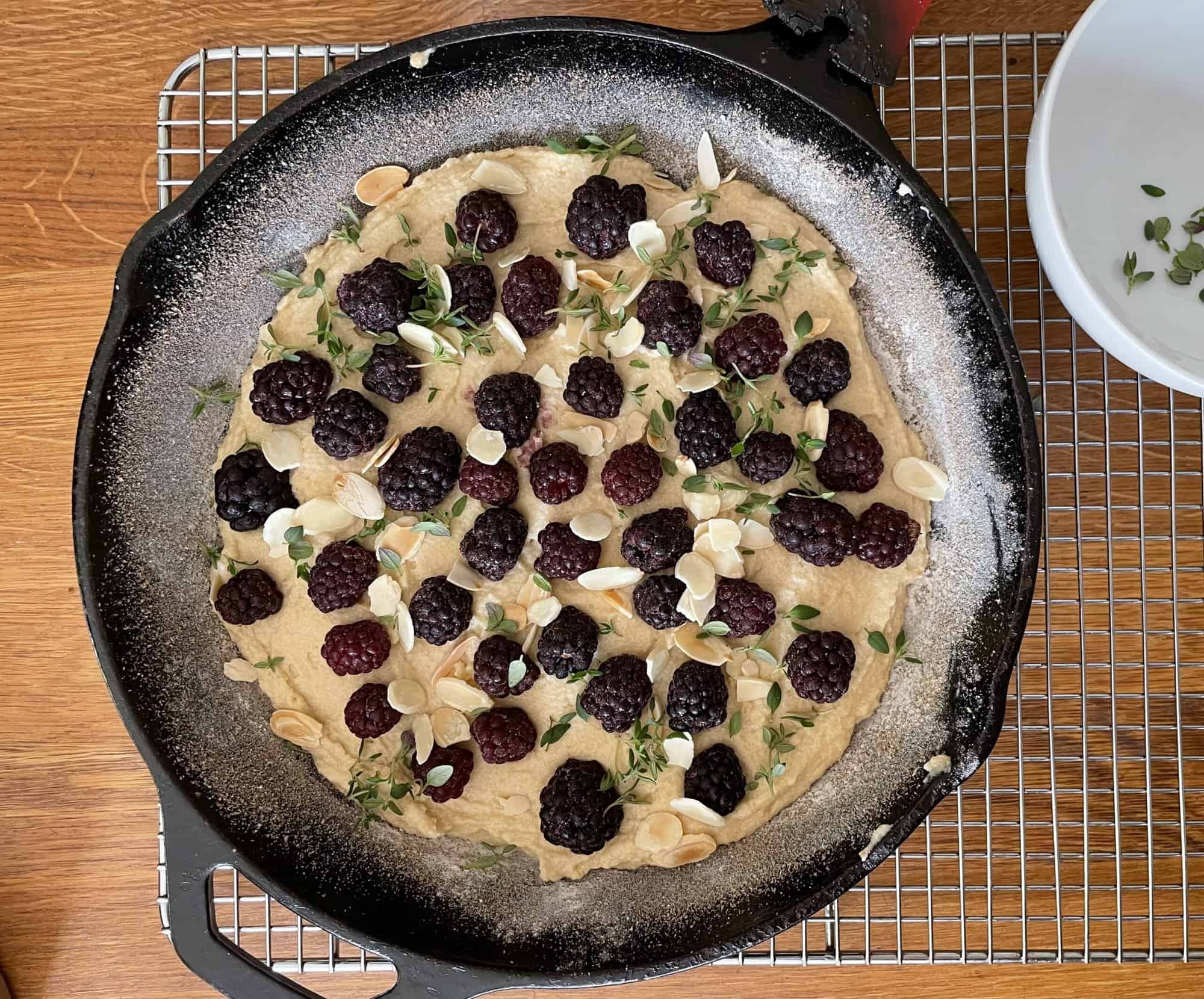 Cast Iron Pound Cake with Seasonal Fruit Topping - Olives + Thyme